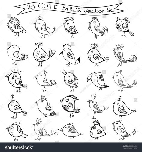 Set 25 Cute Birds Vector Birds Stock Vector (Royalty Free) 285017426 | Bird doodle, Cute birds, Cartoon birds Birds Doodle, Doodle Birds, Bird Line Drawing, Doodle Simple, Birds Vector, Bird Doodle, Bird Quotes, Cartoon Birds, Images Kawaii