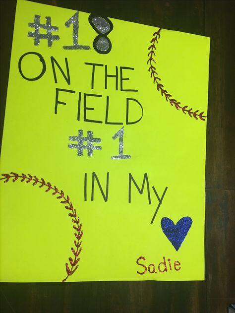 Softball poster Softball Posters For Senior Night, Softball Signs For Games, Softball Senior Night Posters Diy, Softball Game Poster Ideas, Posters For Softball Games, Softball Poster Ideas For Friends, Softball Posters For Games, Senior Poster Board Ideas Softball, Softball Senior Posters