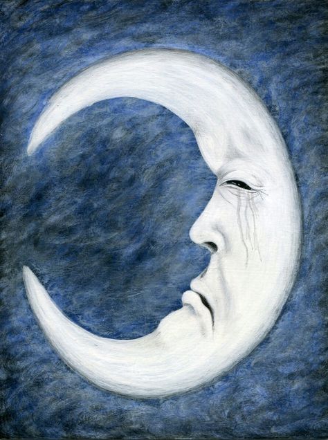 Crescent Moon With Face, Moon With A Face, Face Sketch, Moon Face, Half Moon, Crescent Moon, Celestial Bodies, Moon