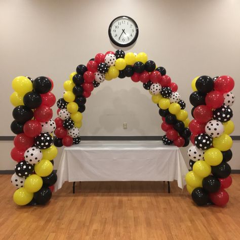 Mickey Mouse inspired balloon decor by @heartbreakcay.ent on Instagram Balloon Decor, Second Birthday, Balloon Arch, Balloon Decorations, Party Decor, Baby Mobile, Arch, Party Decorations, Balloons