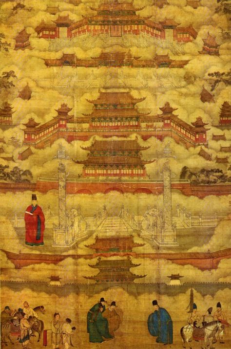 Ancient China Lessons, Ming Dynasty Painting, Ming Dynasty Art, Chinese Emperor, Chinese Art Painting, Historical Painting, Forbidden City, Chinese History, Chinese Architecture