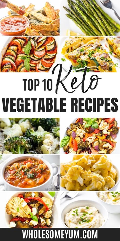 Top 10 Keto Vegetable Recipes - Plus, the ultimate guide to the best low carb vegetables to eat on keto, including a list with net carb counts, what to avoid, the 10 best low carb veggie recipes, and more recipe ideas. #wholesomeyum #ketovegetables #ketorecipes #lowcarbvegetables #veggies #vegetables Keto Vegetable Recipes, Low Carb Vegetables List, Keto Veggie Recipes, Carbs In Vegetables, Vegetables List, Keto Friendly Vegetables, Keto Vegetables, Keto Fruit, List Of Vegetables