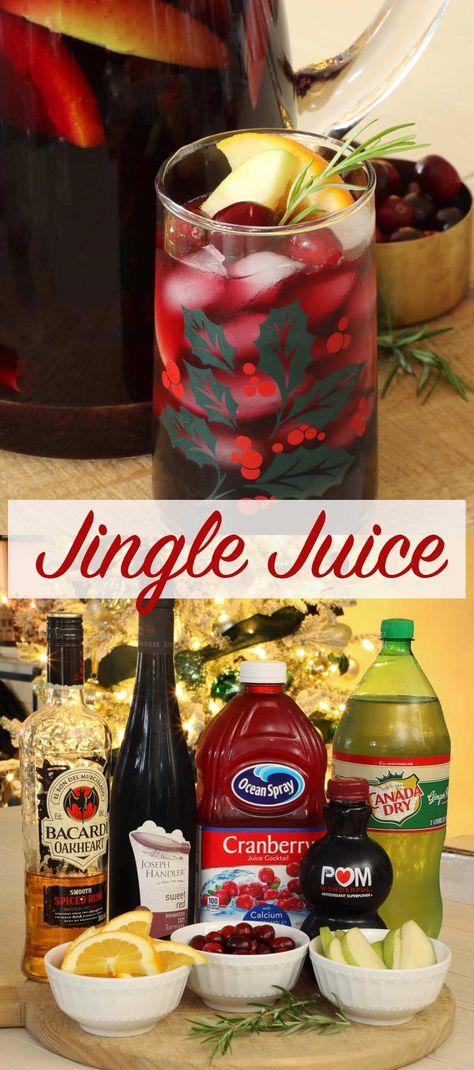 Holiday Rum Punch, Jingle Juice Recipe, Christmas Sangria Recipes, White Wine Sangria Recipe, Jingle Juice, Holiday Sangria, Christmas Drinks Recipes, Christmas Party Drinks, Christmas Sangria