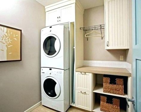 31 Best Arrangement for Your Narrow Laundry Room ~ Matchness.com Laundry Room Stackable, Narrow Laundry, Narrow Laundry Room, Laundry Room Decorating, Laundry Room Storage Shelves, Small Laundry Room Organization, Room Storage Diy, Stackable Washer And Dryer, Murphy Bed Plans