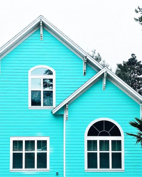 Note to self: find a wooden house, paint it blue and start everyday the bright way! ‍ #MakeYouSmileStyle Blue House Exterior, Exterior House Doors, Blue Siding, Cottage Exterior, Exterior Color Schemes, Caribbean Blue, House Paint, House Paint Exterior, Exterior Paint Colors