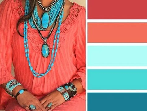 Informal Attire, Turquoise Fashion, Ethno Style, Colour Combinations Fashion, Color Combos Outfit, Color Combinations For Clothes, Fitness Wear Outfits, Color Balance, Warm Spring