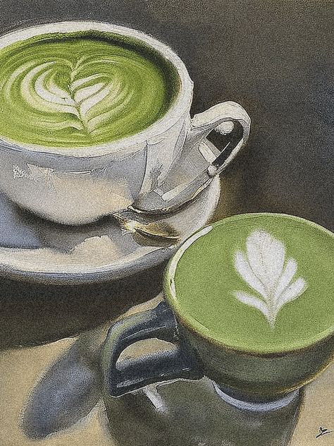 Latte Wallpaper, Painting Cafe, Coffee Doodle, Painting Background, Coffee Shop Logo, Coffee Wall Art, Green Paintings, Coffee Logo, Wallpaper Photos