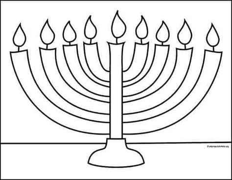 Easy How to Draw a Menorah Tutorial and Menorah Coloring Page · Art Projects for Kids How To Draw A Menorah, Menorah Drawing Easy, Menorah Art For Kids, Menorah Crafts For Kids, Menorah Drawing, Fall Sewing Projects, Chanukah Party, December Crafts, Preschool Planning