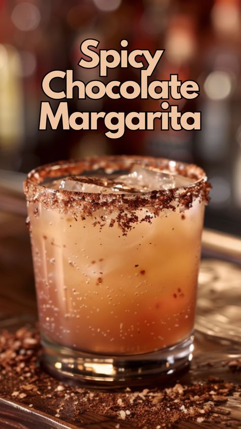 Spicy Chocolate Margarita Unique Margarita Recipes, Margarita Flavors, Chocolate Margarita, Moonshine Drink Recipes, Cruise Drinks, Spicy Margarita Recipe, Best Margarita, Luxurious Chocolate, Flavored Margaritas