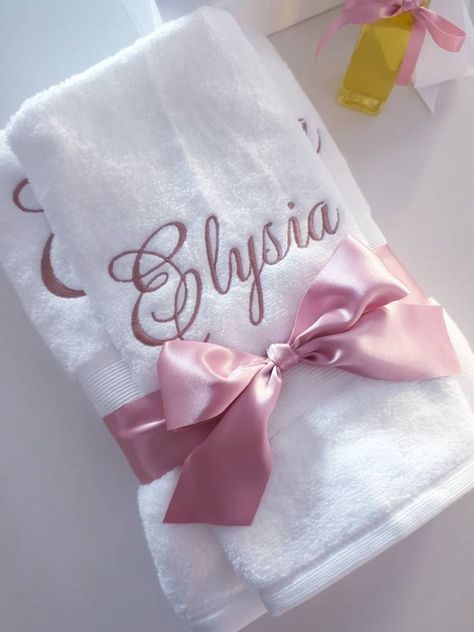 Personalised Towel Hand Towel Size Custom Name SHERIDAN BRAND - Etsy Canada Christening Theme, Monogrammed Towels, Christening Themes, Wedding Sign Decor, Personalized Bath Towels, Flowers And Gifts, Monogram Towels, Towel Embroidery, Baby Hamper