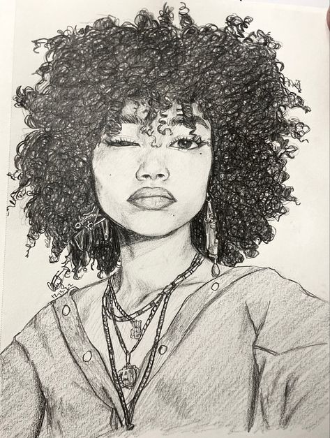 Easy Realistic Drawings, Afro Hair Drawing, New Year Art, Hair Drawing, Graffiti Style Art, Painting Art Lesson, Pretty Drawings, Easy Drawings Sketches, Graffiti Drawing