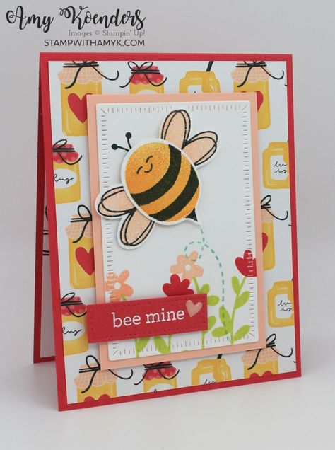 Bee My Valentine Card, Be Mine Stampin Up Cards, Stampin Up Bee Mine Dsp, Su Bee My Valentine, Stampin Up Bee Mine Cards, Stampin Up Bee Mine Suite, Stampin Up Bee Mine, Bee Mine Stampin Up Cards, Stampin Up Bee My Valentine