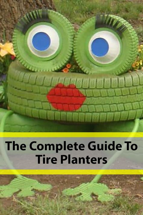 Frog Tire Planter, Tire Planters Garden, Old Tires Ideas Garden Decorations, Used Tires Ideas, Tires Ideas Garden, Recycled Tires Ideas, Tires In The Garden, Old Tires Ideas Diy, Old Tires Ideas