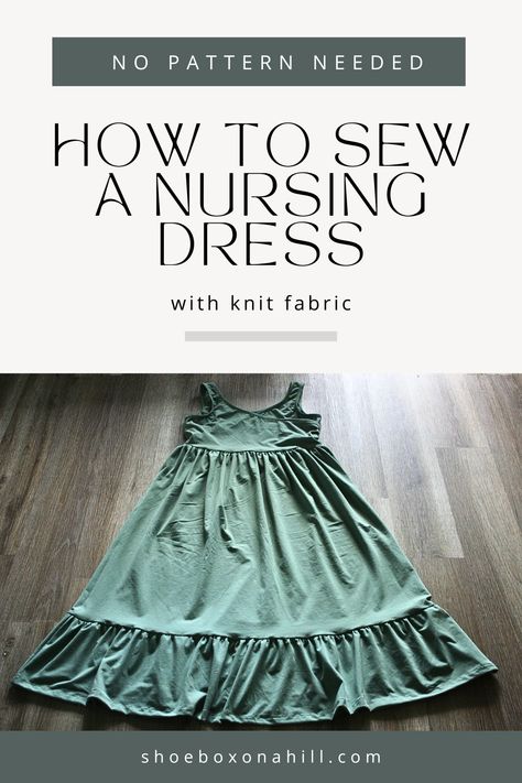 This step by step sewing tutorial will show you how you can make your own modest crossover nursing dress. This project is for stretchy knit fabric, and you don’t need a pattern. You just need a knit dress or shirt that you like the fit of, that you can then trace the top of to make a simple bodice pattern. Free Nursing Top Sewing Pattern, Free Womens Dress Patterns, Diy Nursing Dress, Nursing Dress Pattern, Maternity Dress Pattern, Maternity Sewing, Diy Nursing, Diy Sewing Gifts, Beginner Sewing Patterns