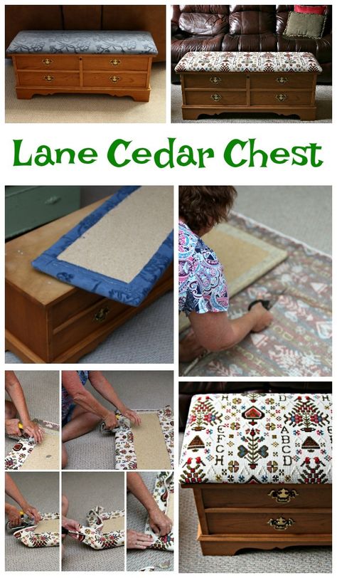 How to recover a Lane Cedar Chest Ceder Chest Makeover Diy, Cedar Chest Upcycle, Diy Hope Chest Makeover, Refurbished Cedar Chest, Lane Hope Chest Makeover, Storage Chest Makeover, Refurbished Chest, Hope Chest Makeover, Cedar Chest Redo