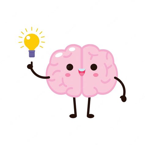 Premium Vector | Cute funny human brain character with with light bulb , vector illustration kawaii icon design Psychology Bulletin Board, Cartoon Brain Drawing, Sock Design Ideas, Brain Character, Brain Cartoon, Bulb Vector, Brain Painting, Cartoon Brain, Brain Vector