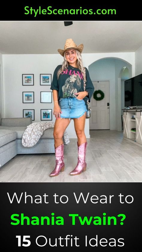 [AffiliateLink] Ready For A Shania Twain Concert? Elevate Your Style With These 50 Outfit Ideas That Blend Country Charm And Modern Flair. Think Chic Denim Skirts Paired With Cowboy Boots, Or Glam Up With High-Waisted Jeans And A Sparkling Top. Embrace A Classic Look With A Flowy Dress And Wide-Brim Hat, Or Keep It Sleek With A Stylish Jumpsuit And Heeled Boots. Accessorize With Bold Jewelry And A Trendy Scarf To Complete Your Concert-Ready Look. Stand Out And #denimdresscountryconcertoutfit Shania Twain Inspired Outfit, Shania Twain Concert Outfit Ideas, Shania Twain Concert Outfit, Shania Twain Concert, Trendy Scarf, Trendy Scarves, Trendy Outfit Ideas, Stylish Jumpsuit, Concert Fashion