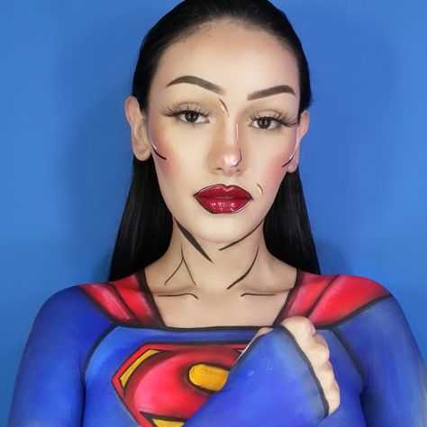 By karyna_make.up Supergirl Makeup, Super Girl, Girls Makeup, Supergirl, Body Painting, Maquillaje De Ojos, Spooky Season, Halloween Makeup, Superman