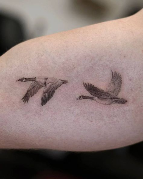 Mary Oliver Tattoo, Geese Tattoo, Oliver Tattoo, Regrets Tattoo, Goose Tattoo, Antler Tattoo, Micro Realism, Geese Flying, No Regrets Tattoo