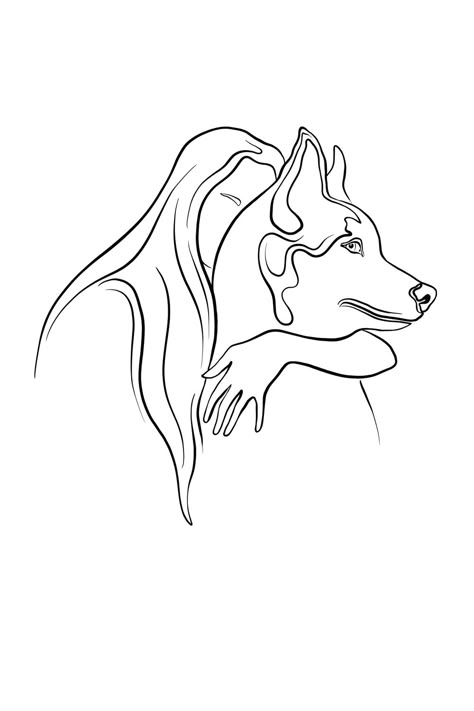 Paw Tattoos, Tattoo Ideas Dog, Woman And Dog, Dog Line Drawing, Dog Paw Tattoo, Dog Tattoo Ideas, A Line Drawing, Paw Tattoo, Dog Line