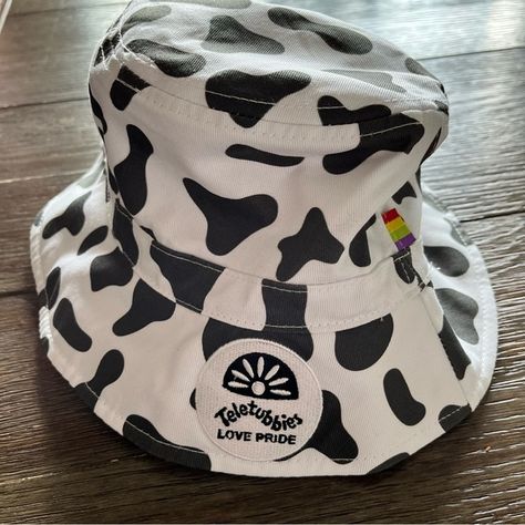 Pride Teletubbies Reversible Cow Print Bucket Hat Rainbow Cow Print Bucket Hat, Pride Logo, Cow Hat, Black Fedora Hat, Rose Hat, Baker Boy Cap, Shabby Chic Boho, Summer Straw Hat, Black Fedora