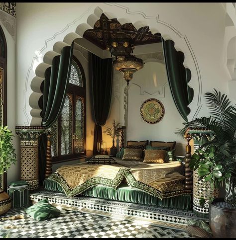 Circle Bed Aesthetic, Arabian Nights Bedroom, Middle Eastern Bedroom, Modern Moroccan Interior Design, Turkish Interior, Bedroom Architecture, Arabic Interior Design, Lost Continent, Circle Bed