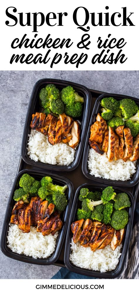 Quick skillet chicken, rice, and steam broccoli all made in under 20 minutes for a healthy meal-prep lunch box that you can enjoy all week long! Make this quick and easy meal from gimmedelicious.com Chicken Broccoli Rice Healthy Meal Prep, Low Carb Meal Prep Dinner Ideas, Meal Prep Ideas No Carb, Best Lunch Meal Prep, Easy Meal Prep For Lunch At Work, Meal Prep Chicken And Broccoli, Easy Meals To Pack For Lunch, Prep Meals Ideas, Easy Bariatric Meal Prep