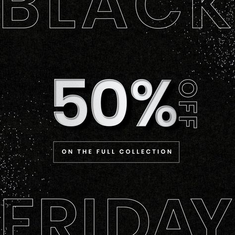 50% off Black Friday vector silver glitter social ad template | premium image by rawpixel.com / Wan Black Friday Design Ideas, Black Friday Graphic, Black Friday Sale Design, Black Friday Email, Black Friday Campaign, Black Friday Poster, Black Friday Design, Black Friday Banner, Black Friday Ads