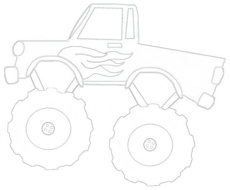 Truck Line Drawing – Monster Truck with Flames Simple Monster Truck Drawing, Monster Truck Cutouts, Monster Trucks Drawing, Monster Truck Template Free Printable, Monster Truck Drawing Easy, Monster Truck Template, Lemon Stand, Monster Truck Drawing, Monster Truck Cookies