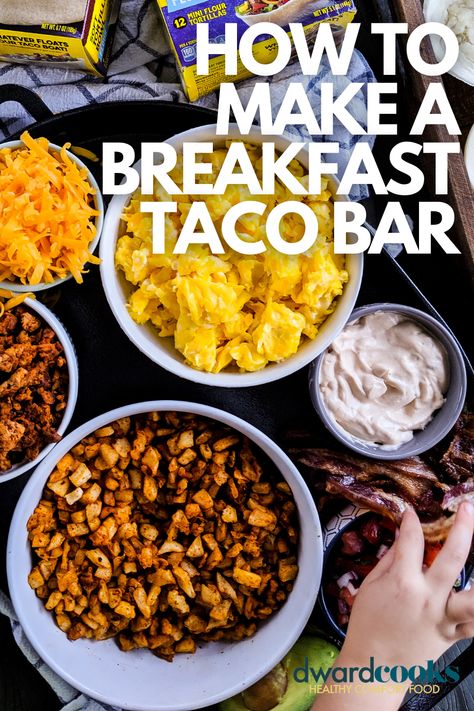 A breakfast taco bar is a fun way to start any day with a protein-packed breakfast your whole family is going to enjoy. My family loves taco bars in general. It is a nice way for everyone to get what they want, but a breakfast taco bar takes it to a whole new level. Breakfast Taco Bar Brunches, Brunch Taco Bar, Breakfast Taco Brunch Party, Breakfast Taco Bar For A Crowd, Breakfast Taco Board, Breakfast Tacos Bar, Breakfast Burrito Charcuterie Board, Breakfast Burrito Buffet, Breakfast Burritos Bar