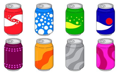 Vector soda in colored aluminum cans set... | Premium Vector #Freepik #vector #beer-can #drink-can #soda-can #lemonade Soft Drink Illustration, Can Clipart, Drinks Sign, Campaign Design, Aluminum Cans, Funky Decor, Aluminum Can, Creative Poster, Drink Signs