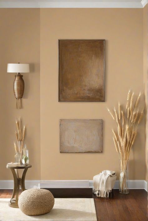 home decor interior design, interior bedroom design, designer wall paint, home paint colors Toasted Wheat Paint Color, Wheat Paint Color, Color For Living Room Walls, Tuscan Wall Colors, Kitchen Island Trim, Penny Wall, Color For Living Room, Tuscan Walls, Paint Guide