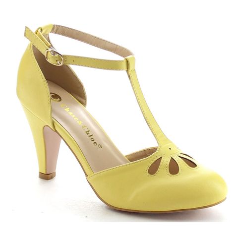 yellow t strap shoes 50s Heels, Lemon Chiffon, T Strap Shoes, Beautiful Heels, Chloe Shoes, T Strap Heels, Latest Shoe Trends, Mary Jane Heels, Strap Pumps