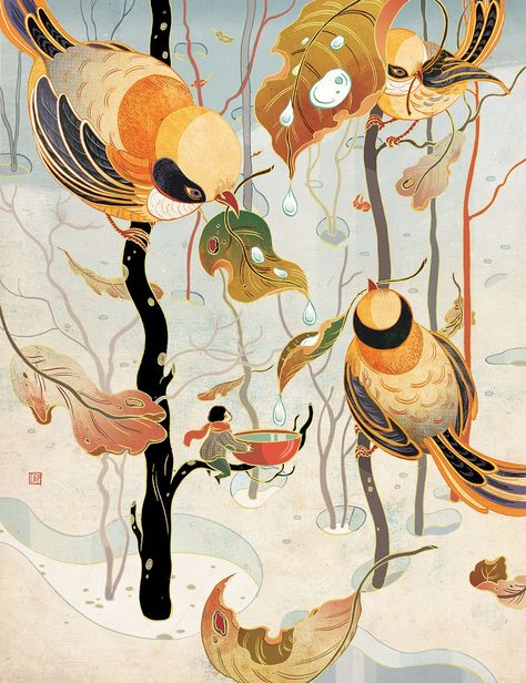 Multi-Dimensional Illustrations Weave Together Mysterious Narratives by Victo Ngai Victo Ngai, Art Chinois, Colossal Art, Storyboard Artist, Wow Art, Art Et Illustration, Art And Illustration, Little Birds, Editorial Illustration