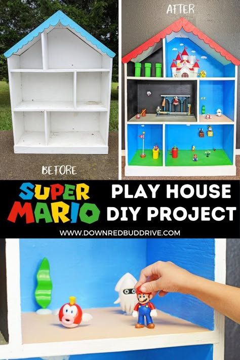 Mario Playhouse, Mario House, Diy Nintendo, Super Mario Room, Doll House For Boys, Mario Bros Birthday Party Ideas, Mario Crafts, Mario Room, Super Mario Bros Birthday Party