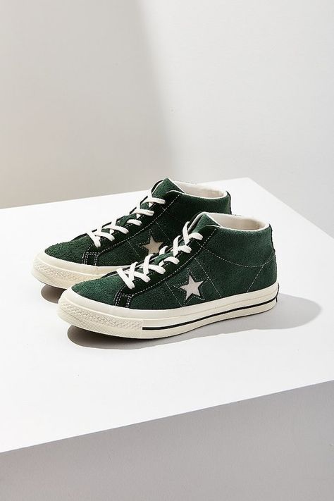 Converse Cons One Star Pro Suede Mid Top Sneaker Converse One Star High Top, Converse Cons One Star, Cons One Star, Trendy Tennis Shoes, Converse Cons, Suede Outfit, Fresh Sneakers, Mid Top Sneakers, Converse One Star