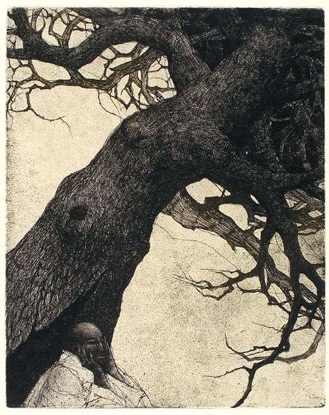 Etching Prints, Fairytale Art, Landscape Drawings, Ink Illustrations, Tree Art, Ink Art, Dark Art, A Tree, Painting & Drawing