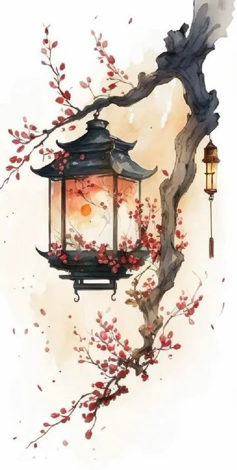 Chinese Art Painting, Japanese Art Prints, Japon Illustration, Art Gallery Wallpaper, 수채화 그림, Art Japonais, Cool Wallpapers Art, Pretty Wallpapers Backgrounds, Cute Wallpaper Backgrounds