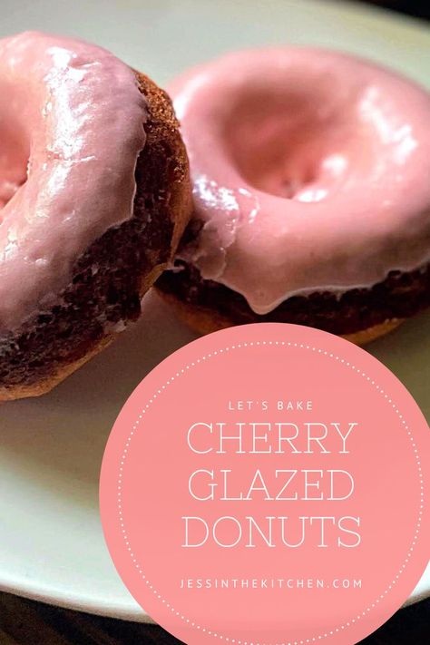 Delicious baked cherry donuts with a cherry almond glaze that perfectly made. Click here to learn more! Cherry Glaze Recipe, Marachino Cherries, Almond Glaze, Glazed Cherries, Cherry Glaze, Cake Donuts Recipe, Baked Donut Recipes, Cherry Syrup, Glazed Donuts