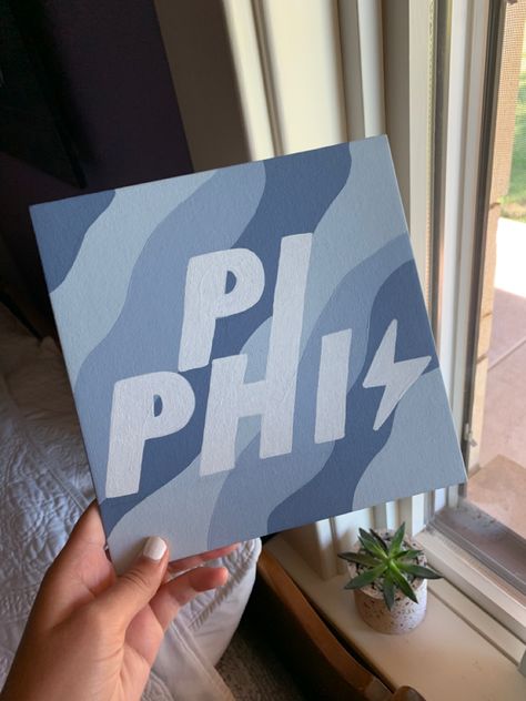 sorority canvas idea, big/little, pi phi Piphi Canvas, Canvas Sorority, Axo Canvas Painting, Canvas Painting Ideas Sorority, Big Little Paintings Sorority, Sorority Big Little Crafts, Cute Sorority Canvas, Cute Sorority Paintings, Sorority Painting Ideas