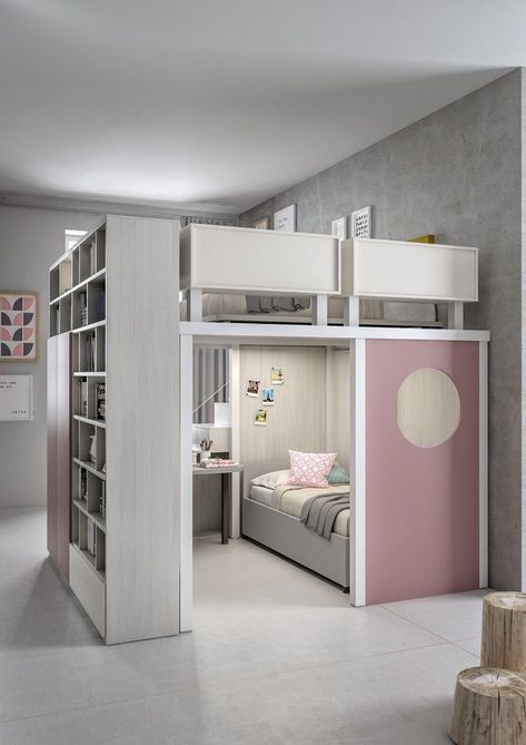 Modern Teen Room, Girls Bedroom Themes, A Loft Bed, Italian Furniture Modern, Design Your Bedroom, Bedroom Furnishings, Small Room Design, Teen Room Decor