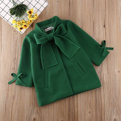 Elegance Style, Christmas Gift Idea, Green Coat, Kids Coats, Woolen Coat, Street Style Chic, Girl Coat, Baby Outfits