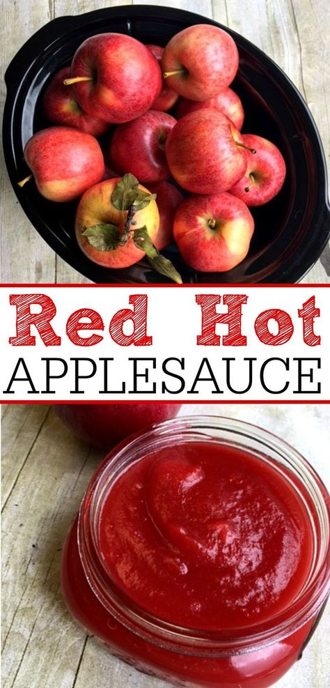 Red Hot Applesauce, Canned Applesauce, Homemade Applesauce Recipes, Crockpot Applesauce, Apple Butter Crock Pot, Apple Recipes Healthy, Applesauce Recipe, Apple Butter Recipe, Slow Cooker Meals