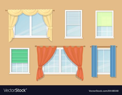 Types Of Windows, Windows Curtains, Curtains Vector, Blinds For Windows, Roller Blinds, Art Book, Morning Routine, Window Curtains, Drawing Inspiration