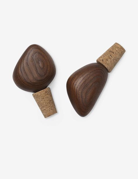 Cairn Wooden Wine Stopper (Set of 2) Lulu And Georgia, Outdoor Table Lamps, Wooden Shapes, Eco Friendly Design, Cork Stoppers, Outdoor Dining Furniture, Dark Brown Color, Bottle Stopper, Wine Stoppers