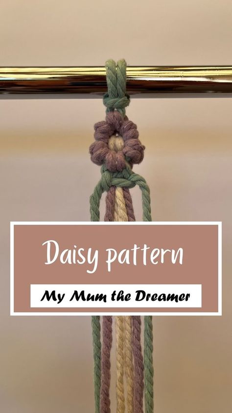 Macrame Bracelet Diy, E-learning, Macrame Knot, Macrame Patterns Tutorials, Daisy Pattern, Macrame Patterns, Tie Knots, Macrame Diy, The Purple