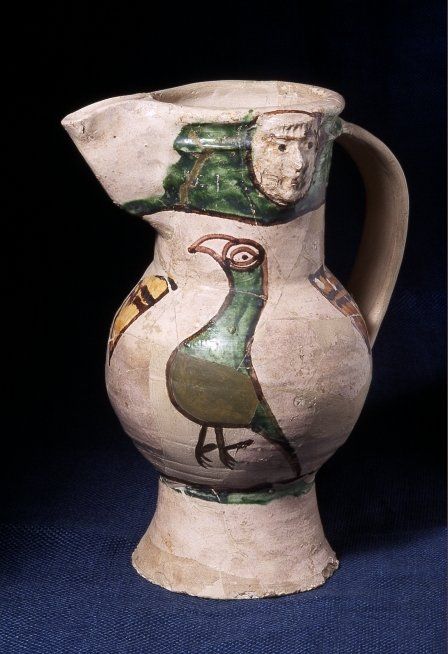 Elaborately decorated vessel found in Cardiff. 23.8cm (9.5 inches) tall. Regions Of France, Vintage Jugs, French Pottery, English Pottery, Ancient Pottery, Ceramic Jug, Functional Pottery, The Middle Ages, Grand Palais