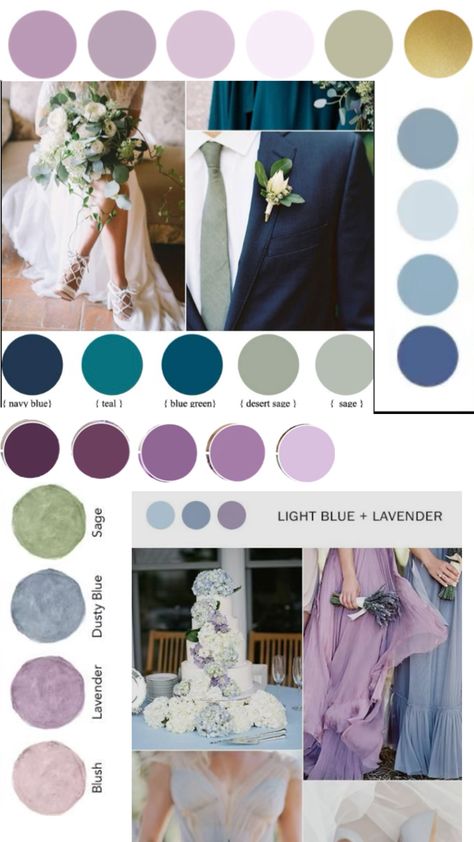 Wedding Lavender And Grey Wedding Theme, Lavender And Blue Wedding Theme, Lavender And Navy Blue Wedding, Dusty Blue And Lavender Wedding, Navy Lavender Wedding, Lavender And Blue Wedding, Lilac Wedding Colors, Lavender Wedding Colors, Blue Fall Wedding