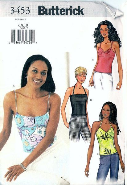 Butterick 3453 Misses' Halter and Surplice Tank Tops Sewing Pattern Size 6-10 Halter Top Sewing Pattern, Tank Top Sewing Pattern, Neckline Variations, Summer Top Pattern, Top Sewing, Butterick Pattern, Butterick Sewing Pattern, Top Sewing Pattern, Easy Sewing Patterns