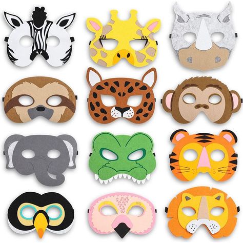 Blue Panda 12-pack Felt Animal Masks For Jungle Birthday Party Favors 7 X 7.2 In : Target Animals Masks For Kids Crafts, Wild Animal Birthday Party, Zoo Themed Birthday Party, Animals Mask, Jungle Party Favors, Wild Kratts Birthday Party, Safari Theme Birthday Party, Safari Party Favors, Wild Kratts Party